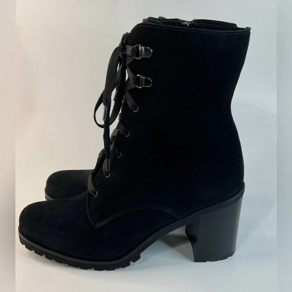 La Canadienne Parkera Women's Black Suede Lace Up Zip Casual Mid Boots - Picture 3 of 11